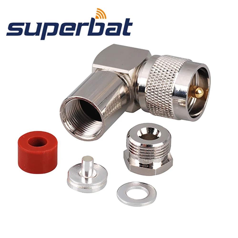 Superbat UHF PL259 Clamp Male Right Angle RF Coaxial Connector for Cable RG58 LMR195 RG400