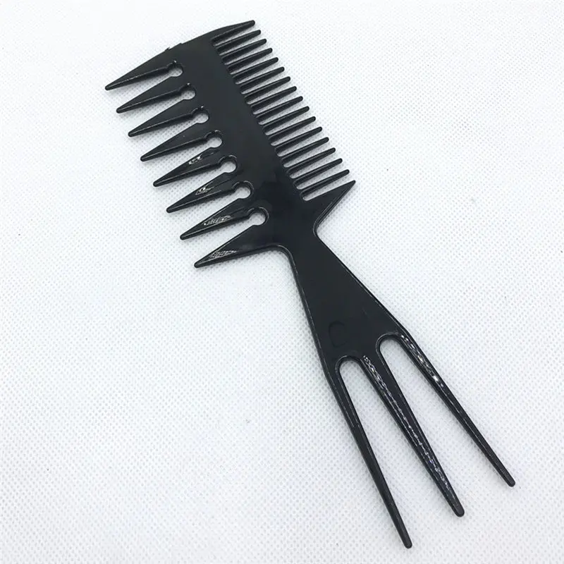 

New Hairdressing 3 Way Large Wide Tooth Comb Salon Afro Hair Pick Brush Comb Curl Hair Styling Comb Braid Tool Black