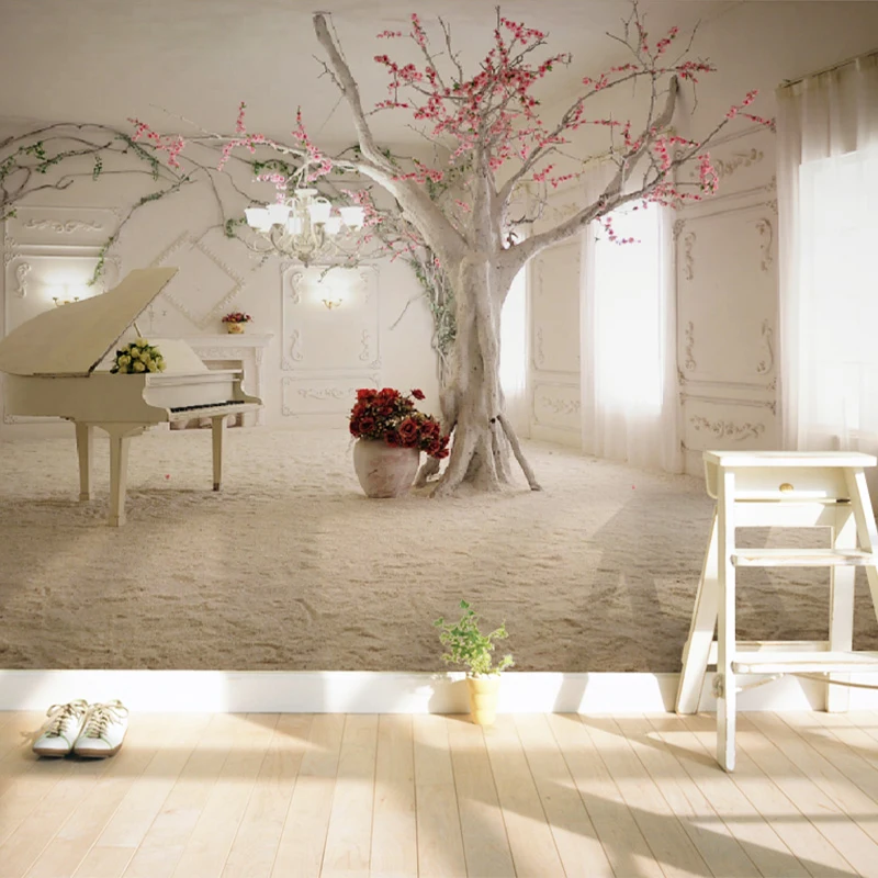 Modern Art Piano Tree Branch Photo Wallpaper Dining Room Living Room Sofa Backdrop Wall Painting 3D Wall Mural Papel De Parede