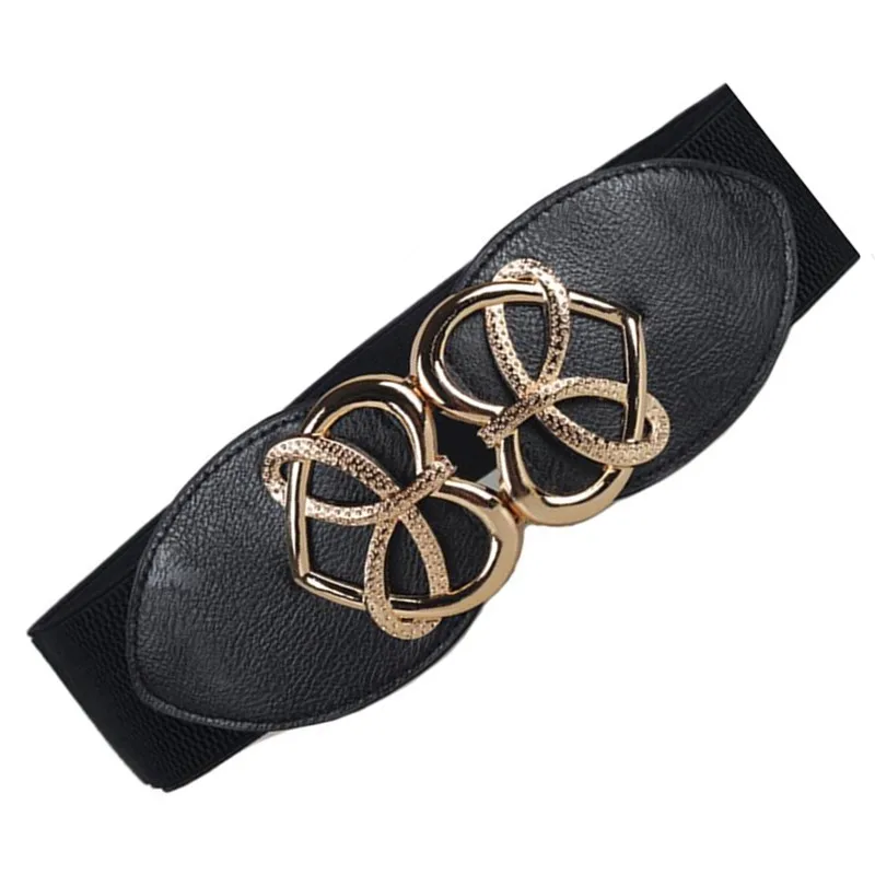 New Fashion Women's Cummerbund HOT gold heart buckle Belt Wide WaistBand Female Leather Cummerbunds for Dresses Beautiful Design