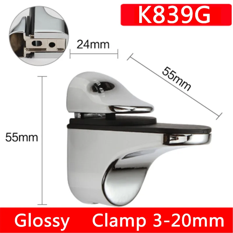 Zinc Alloy Adjustable Glass Clamps Glass Shelf Holder Support Bracket Chrome Alloy Shelf Holder Glass Bracket Satin/Glossy