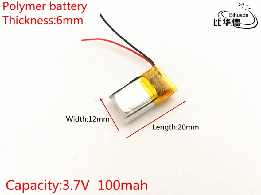 10pcs/lot 3.7V 100mAh 601220 Lithium Polymer Li-Po li ion Rechargeable Battery cells For Mp3 MP4 MP5 GPS PSP mobile bluetooth