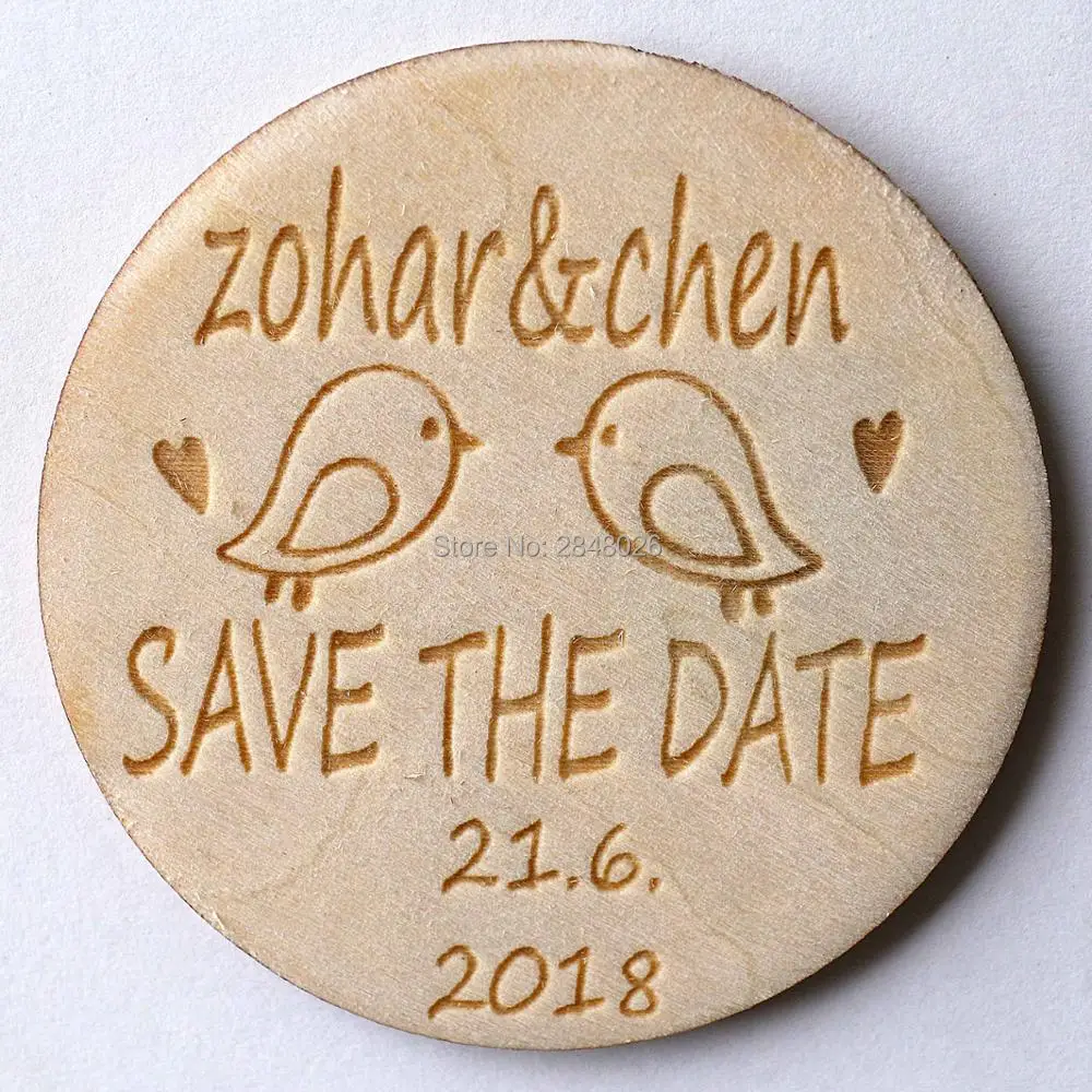 

personalized bird in love save the date magnet, Wooden Saved the Date, Wedding birthday baby bridal shower party favors gifts