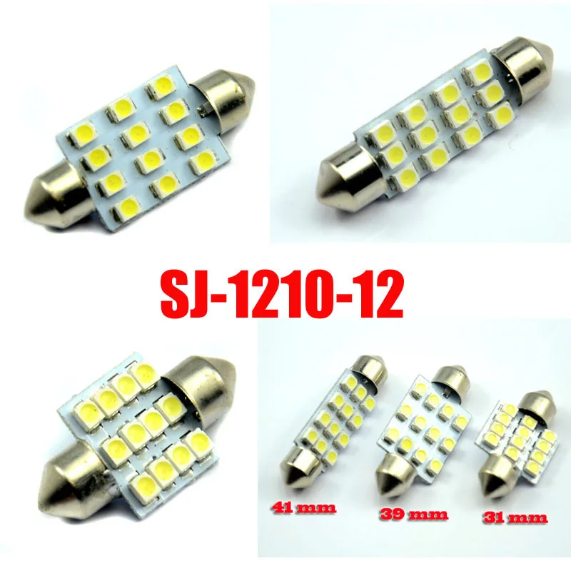 AutoEC 300X Festoon led 31/36/39/41mm 12 SMD 1210 3528 Car Dome Interior Reading led License plate Luggage Light  12V #LK03