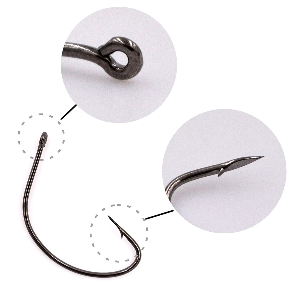 Thetime SENKO Fishing Hook WIDE GAP Japan Steel Barbed Fishhooks Offset Circle Hooks For Trout Perch Bass Soft Worm Accessories