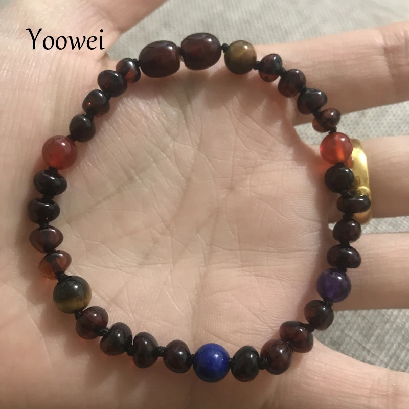 

Yoowei Baby Amber Bracelet/Necklace Natural Agate Tiger Eye Lapis Lazuli Amethyst Stone Baltic Amber Jewelry Necklace Wholesale