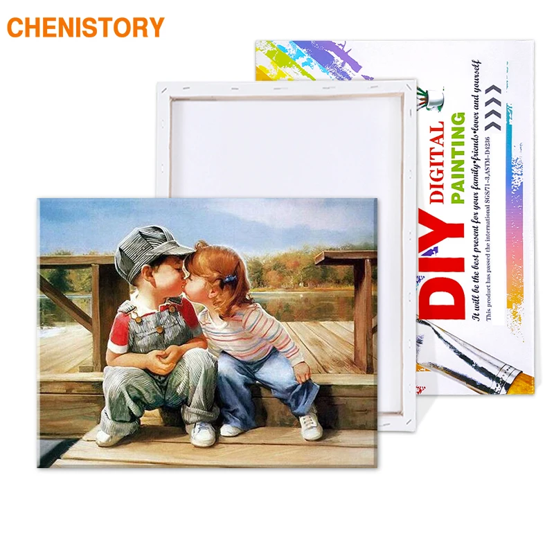 CHENISTORY Happiness Childhood DIY Painting By Numbers HandPainted Oil Painting On Canvas Wall Art Picture 40*50 Home Decoration