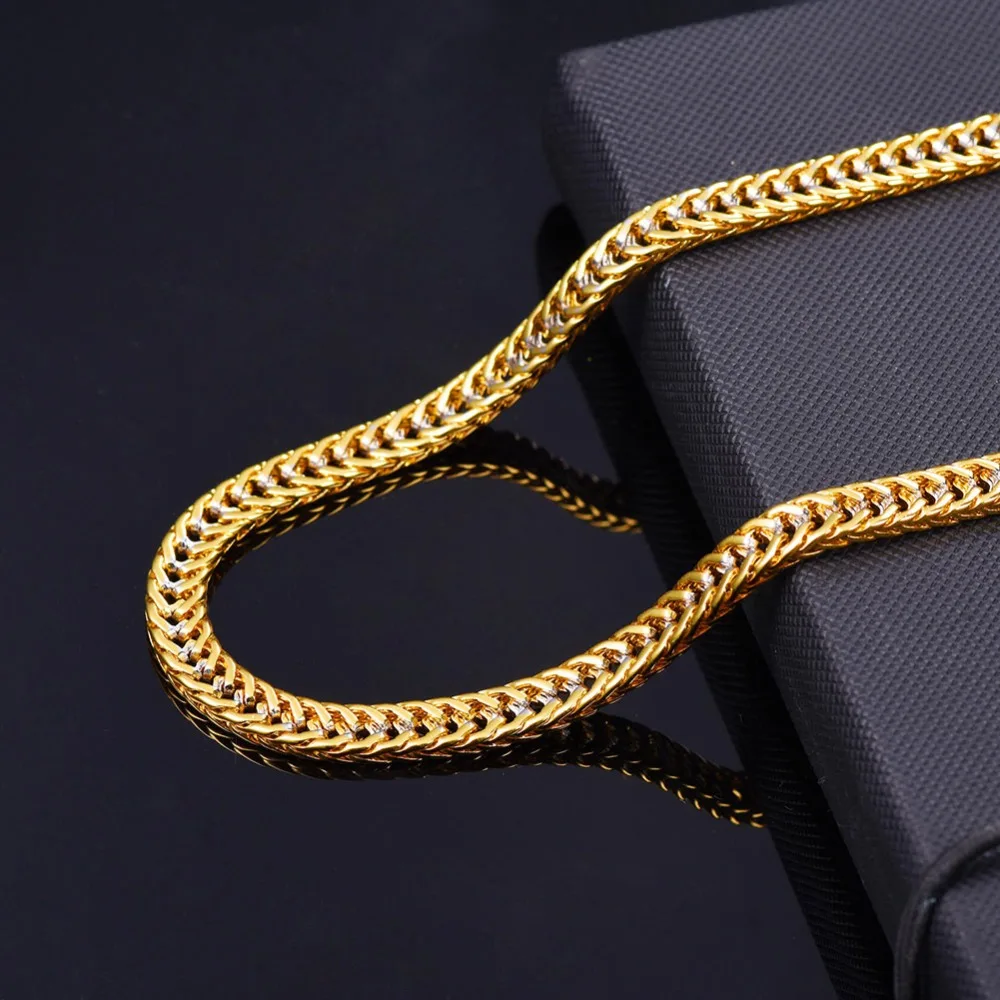 U7 6mm Chain Necklaces for Men Two Tones Gold Color Collier Vintage Style Rapper Hip Hop Jewellery N437 QC24