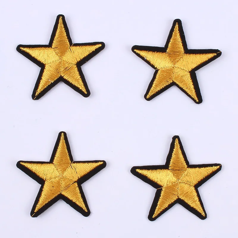 10pcs/lot Iron On Sew On Gold Star Stickers Clothes Accessories Diy Bags Patch Handmade Jeans appliques Coats Backpack Badge