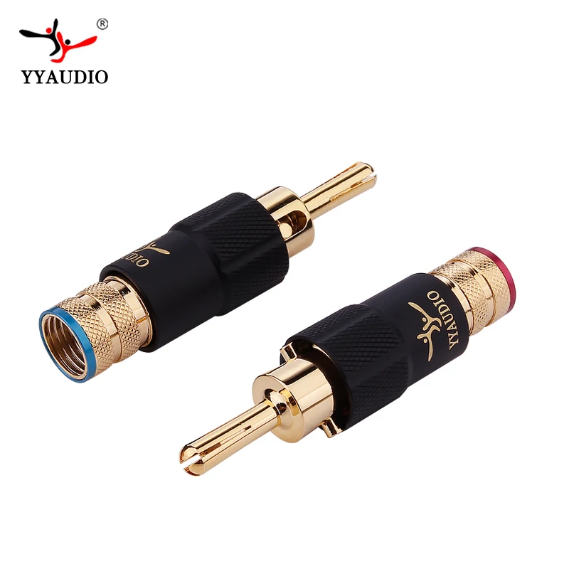 4 pz di Alta Qualità di Nuovo di Rame YYAUDIO Speaker Cable Spina A Banana con Serratura Amplificatore Altoparlante Connettore