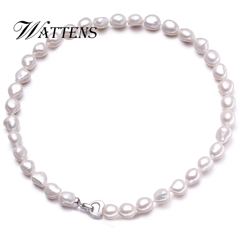 

WATTENS Genuine Baroque Pearl Necklace,Trendy Necklace For Woman, New Fashion Bijouterie Jewelry 9-10mm Pearl Choker Necklace