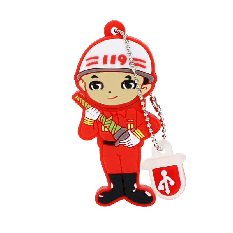 Cartoon Fireman Pendrive Fire Truck/Water Valve Usb Flash Drive 32GB 16GB 8GB 4GB Memory Stick Fire Extinguisher Gift Usb Card