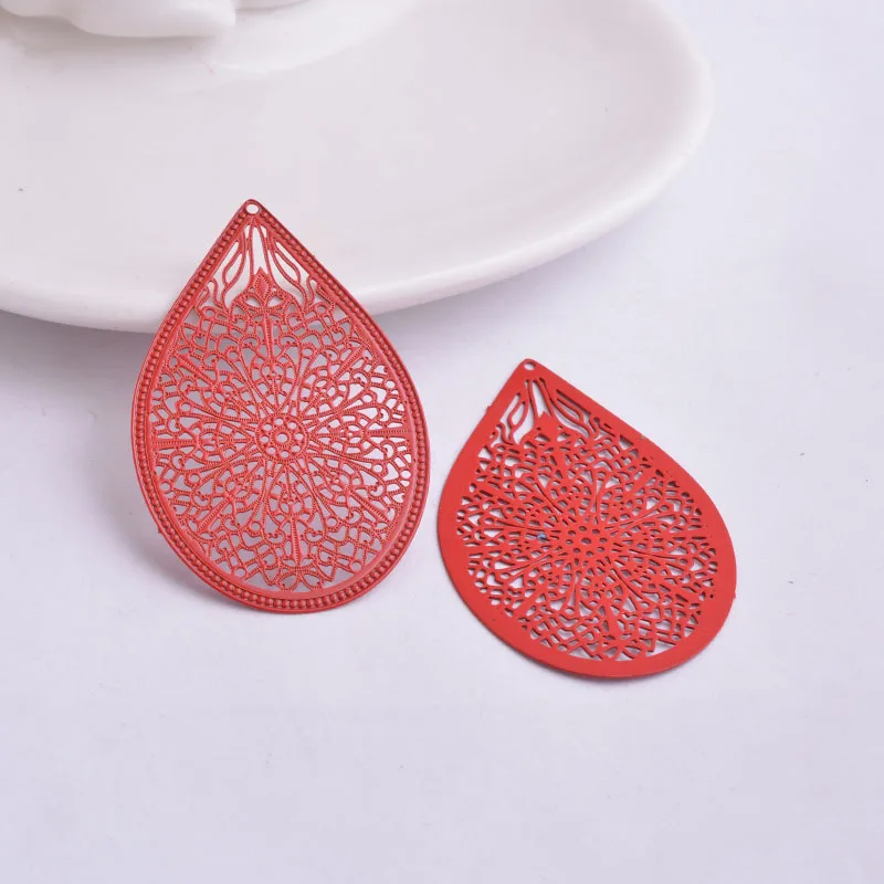 30 Stück AA1533 49*33mm Filigraner Wassertropfen Großer Anhänger aus Messing Tropfenförmiger Anhänger DIY Ohrring-Zubehör Fermoirs Pour Fabrication Bijoux – Detail 16
