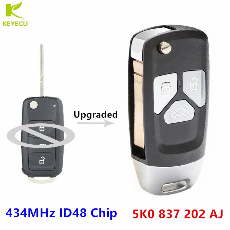 

KEYECU Upgraded Remote Key 5K0837202AJ for Volkswagen Caddy/Polo/Transporter/Beetle/J*etta/Touran/Golf 6/Tiguan/Eos/Sharan/UP