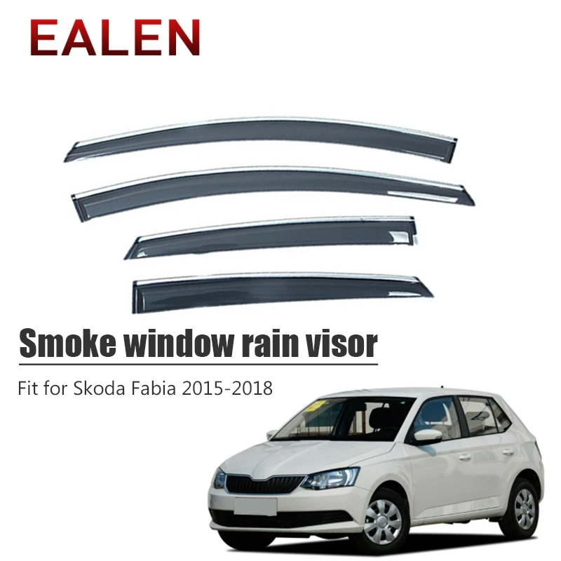 

EALEN For Skoda Fabia 2015 2016 2017 2018 Styling Vent Sun Deflectors Guard Car Accessories 4Pcs/1Set Smoke Window Rain Visor