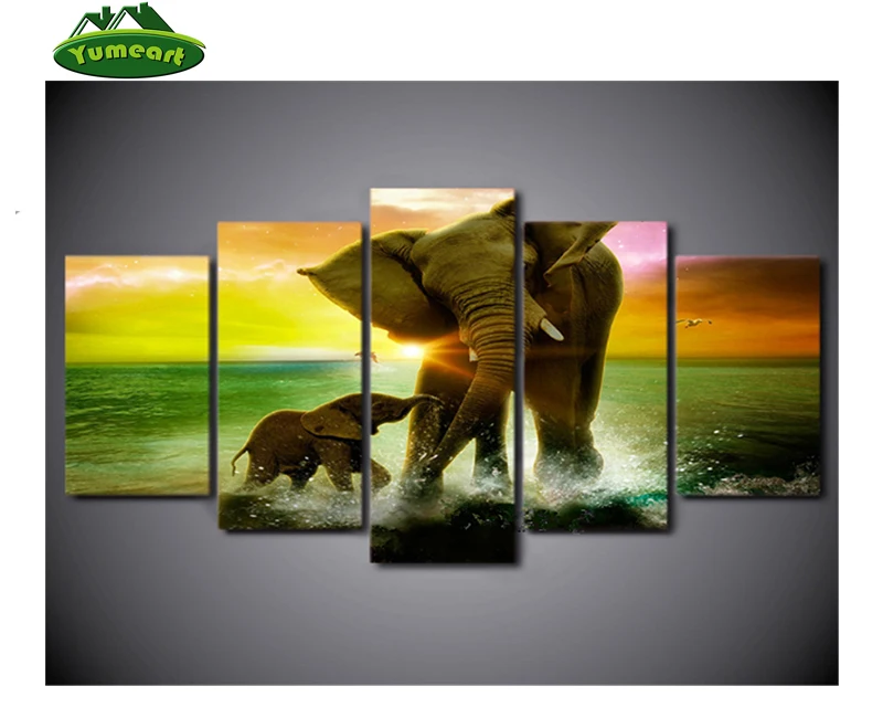 Multi-painting Diamond Painting Elephant Family Cross Stitch Diamond Embroidery Seaside Sunset Paintng Mosaic Needlework Crafts