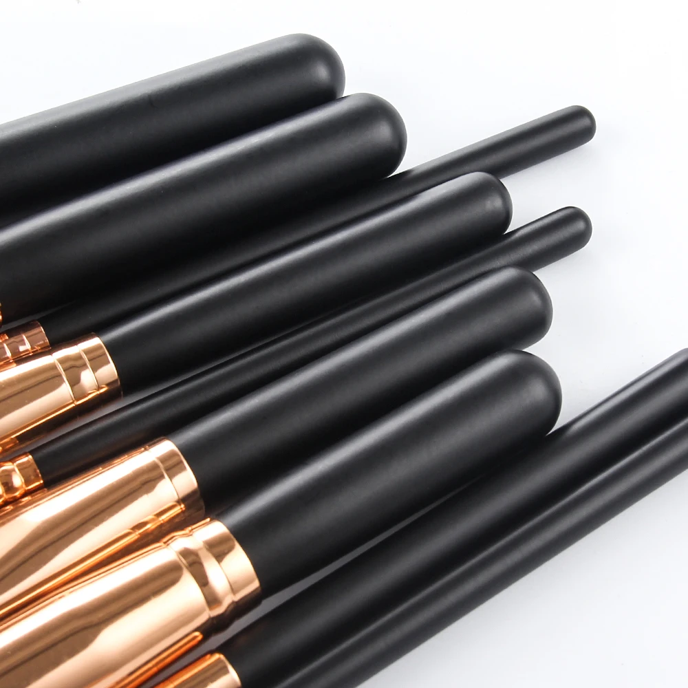 Juego de brochas de maquillaje Pro, 15 Uds., base en polvo, sombra de ojos, brochas de maquillaje, cosméticos, pelo sintético suave con Funda de cuero