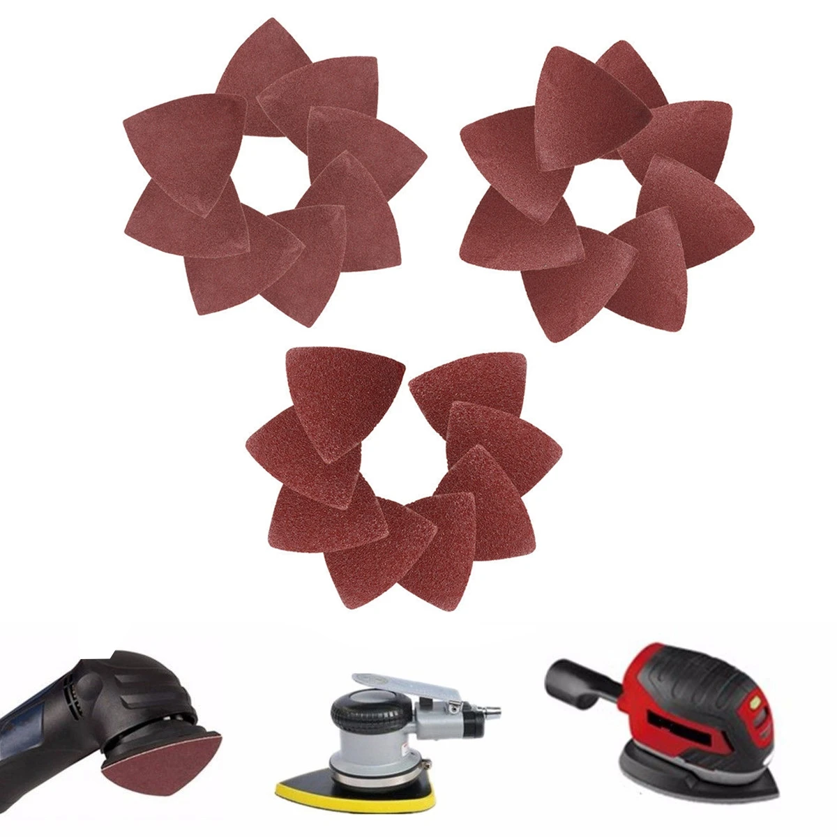 32Pcs 3-1/8'' Universal Triangular Sandpaper Sand Paper For Oscillating Tool