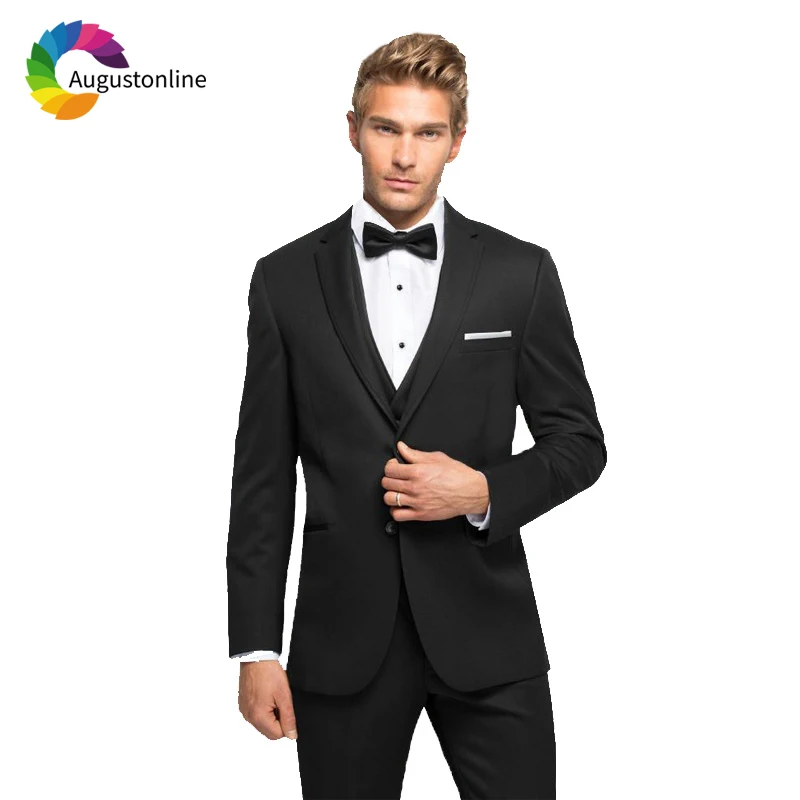 

Black Business Men Suits For Wedding Smart Casual Bridegroom Custom Slim Fit Formal Blazer Tuxedo Costumes Homme Mariage 3Pieces