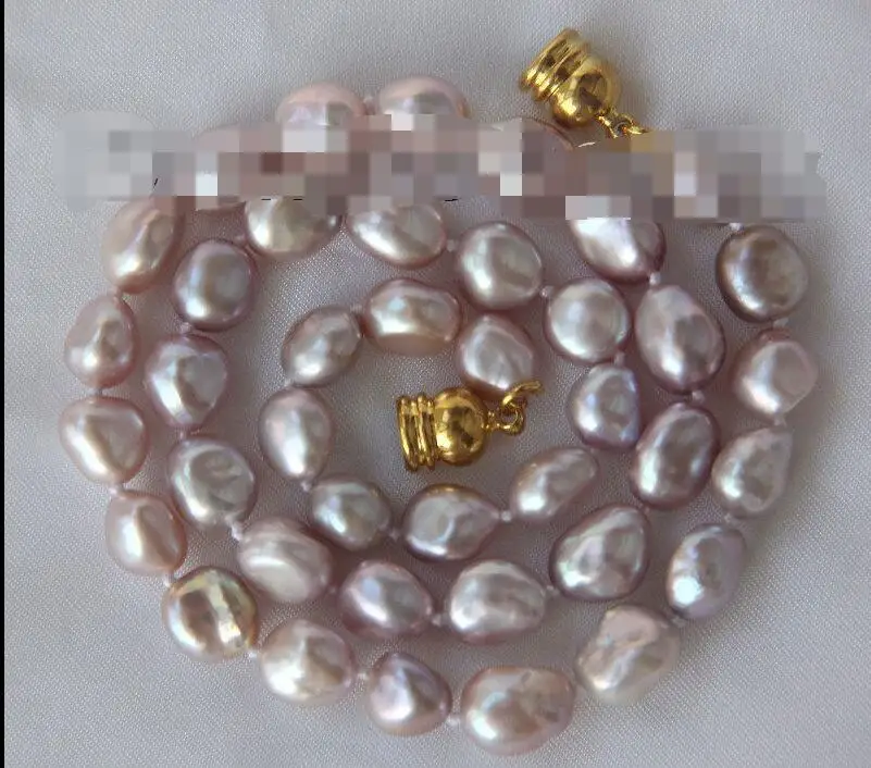 GENUINE AAA 8-10mm purple baroque Reborn keshi pearls necklace FREE SHIPPING