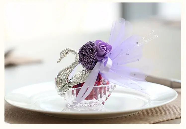 

New Novelty Wedding Favor Boxes Acrylic silver Swan Wedding Gift Candy Favor Sweetbox Candy Package Wedding Favors holders SN687