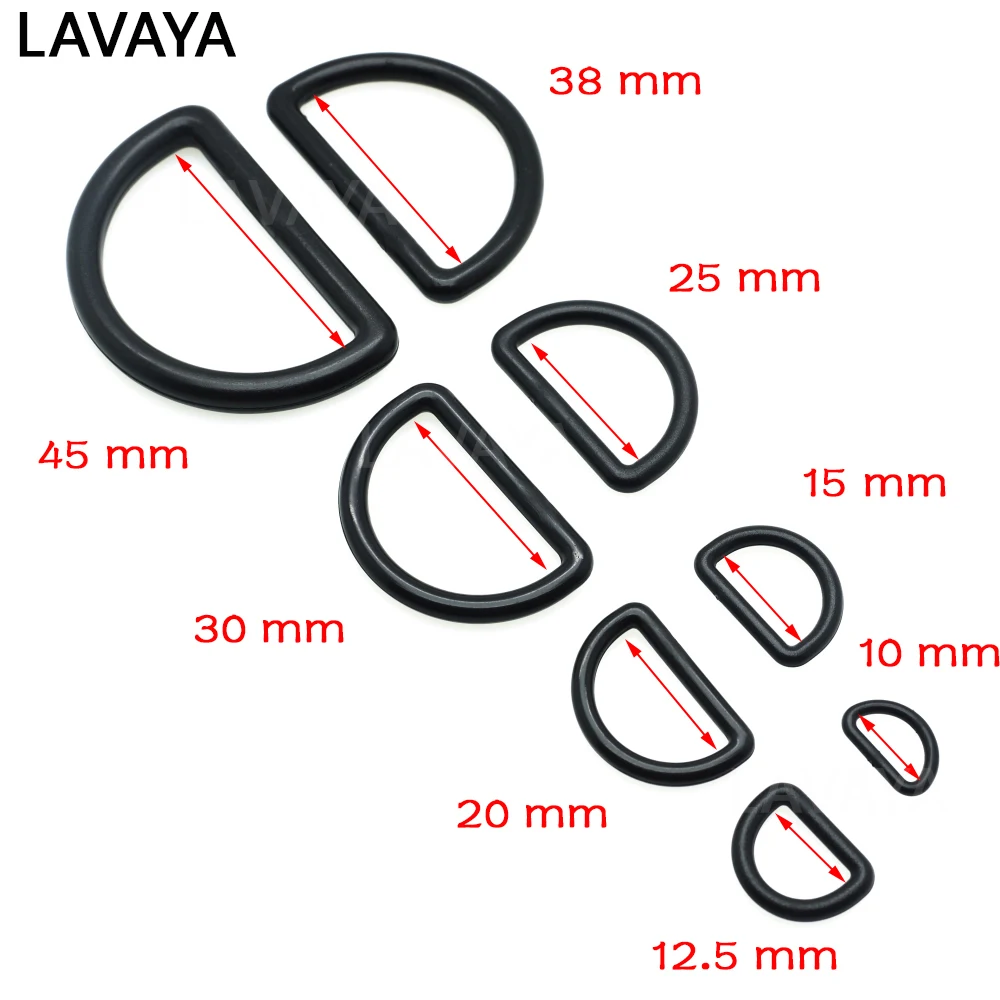 Plastic D-Ring Buckles Belt Buckle Bag Ring D rings for Bag Accessories Webbing Size 10mm-45mm Black