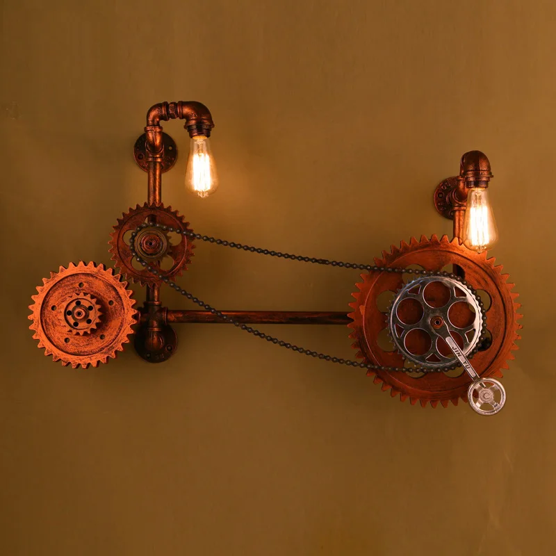 

Creative Industry balcony wall lamp lighting retro American restaurant bar decorative wrought iron pipe wall sconce