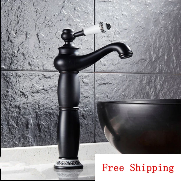 

Copper bathroom wash basin faucet mixer water tap, Oil Rubbed Bronze sink basin faucet black, Antique basin faucet hot and cold