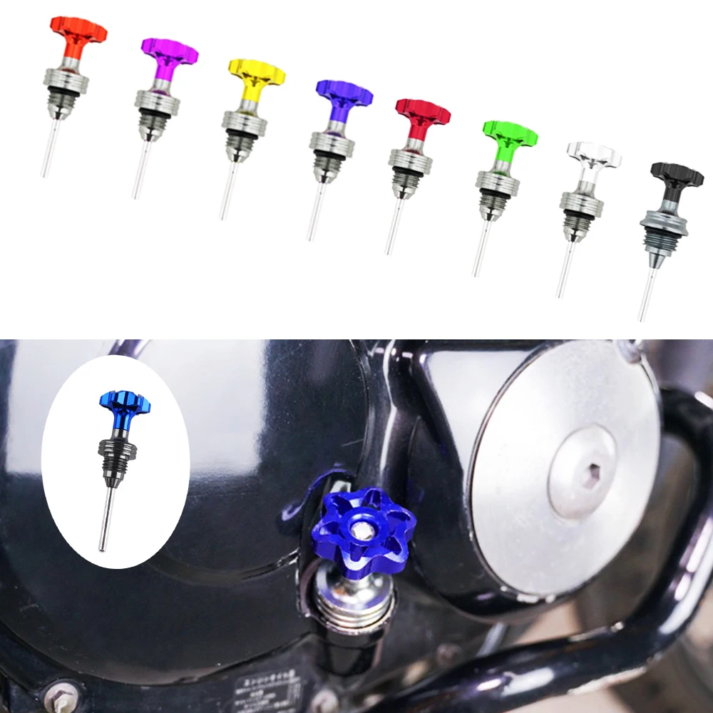 Universal Motorcycle Engine Oil Tank Dipstick Level Gauge Meter Motorbike Oil Cap For Yamaha RS100 RSZ100 GY6-125 Most ATV