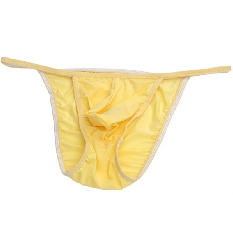 Brand Low-Waist  Men Panties Viscose Fork Ice Silk Translucent  Briefs  ZJH021