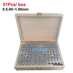 51Pcs/box 0.5.00~1.00mm step 0.01mm Steel Pin Gauge Pin Gage Pin Measurement Tool High Quality