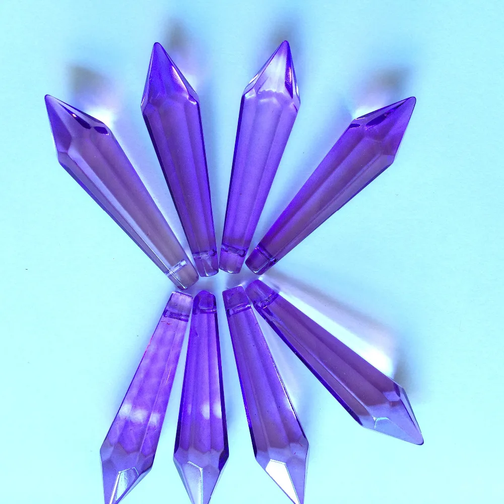 Imagem -02 - Purple Glass Icicle Chandelier Prismas Pingentes de Cristal para Aniversário Bolo de Casamento Topper Mesmo Decoração do Partido 52 mm 200 Pcs Preço Inteiro