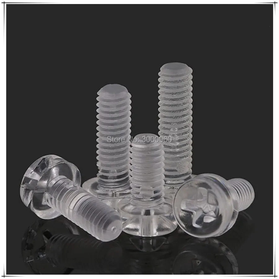 

M3 M4 M5 M6 Phillips Cross Recess Round Pan Head Transparent Plastic Screw For Acrylic PC Plate 1000pcs/lot