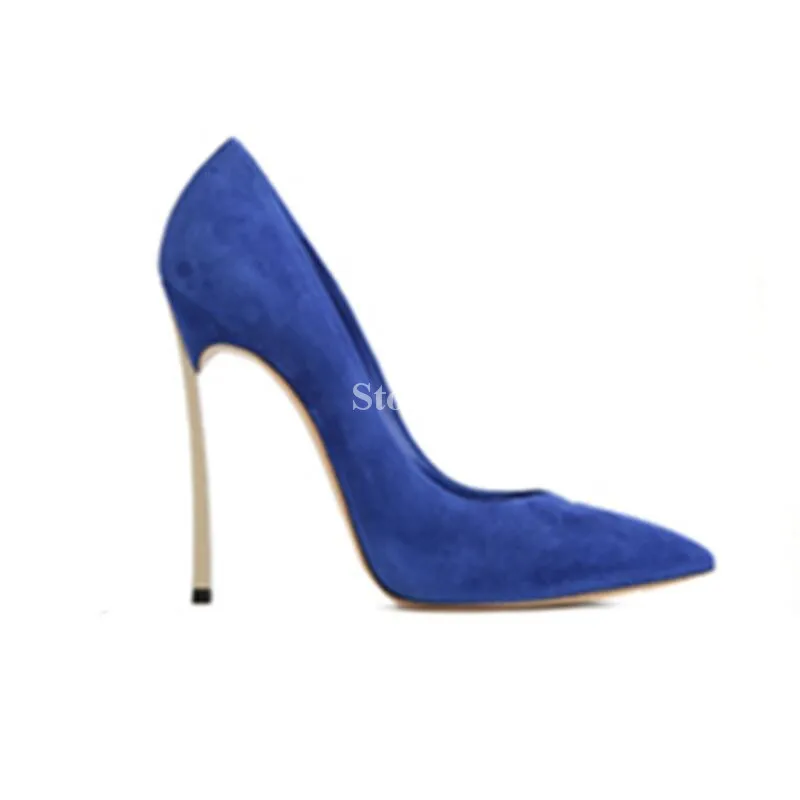 Sexy Women Patent Leather Pumps Pointed Toe Stiletto Heels Concise Metal Heel Design Charming Dress High Heel Shoes