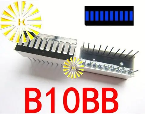 50PCSx 10 Segment Green Red Blue Yellow Jade Green White Digital Tube LED Bar 10*25mm Display Module B10G B10R B10BB Light Beads