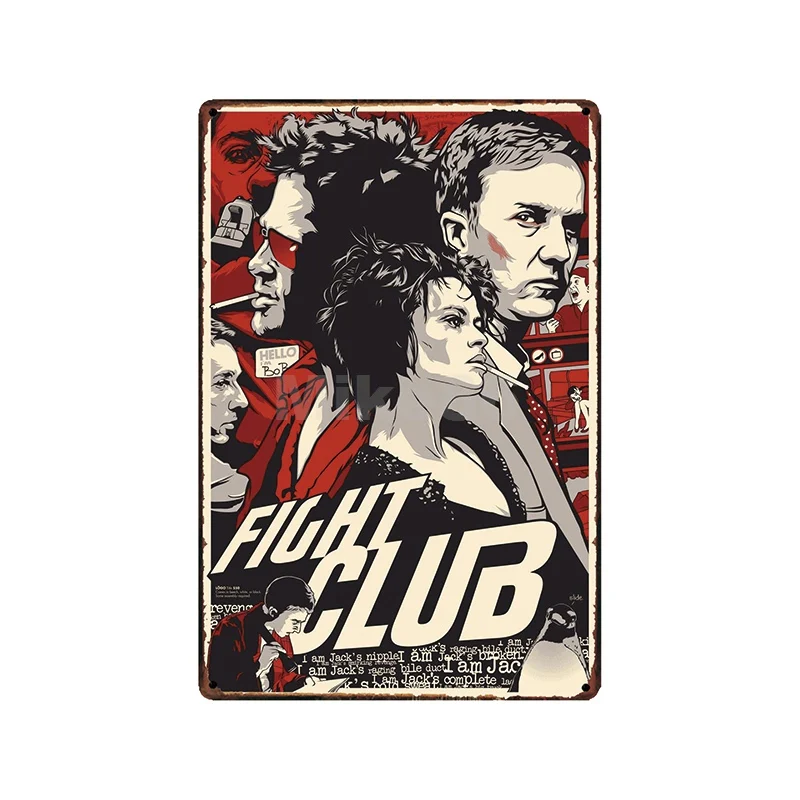 [ Mike86 ] Fight Club Movie Metal Sign Retro Home Bar metal Painting wall Plaque art Classic Posters Art 20*30 CM FG-504