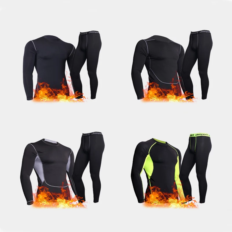 Mens Thermal Underwear Set Winter Warm Quick Dry Fitness Velvet Long Johns Thermo Underwear Mens Leggings Lucky John Male Women