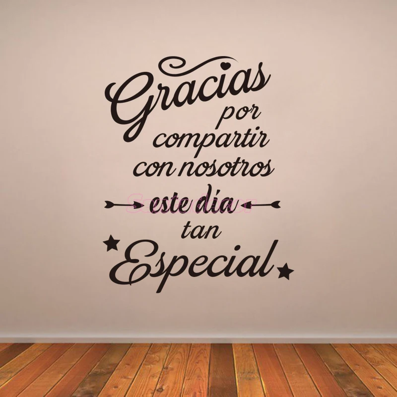 Stickers Spanish Gracias Por Compartir Vinyl Decals Wall Art Decor Mural Living Room Home Decor Poster House Decoration