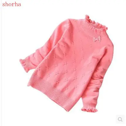 

New 2-8 Years Baby Girls Sweaters 100% Cotton Long Sleeve Bow Pullover Spring Autumn Winter Children Clothing