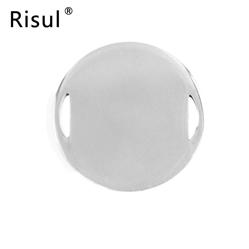 Risul Round Charms Pendant 2 ear semicircle holes round tags Mirror Polish Stainless Steel DIY Jewelry Pendants Wholesale 50pcs