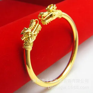 Bangles tools VALUABLE Solid check  Women's wedding leader Dragon Bracelets  Golden