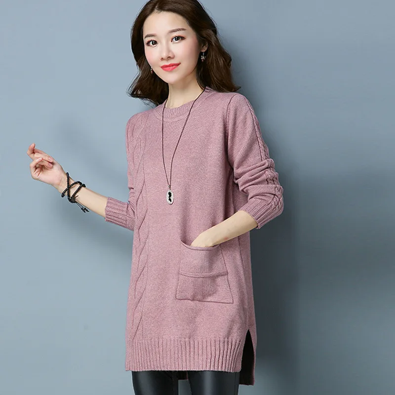 Lady Long Sleeve Sweaters Girls Loose Pullover Sweaters Round Collar Pullovers Show Render Unlined Upper Garment B-9704