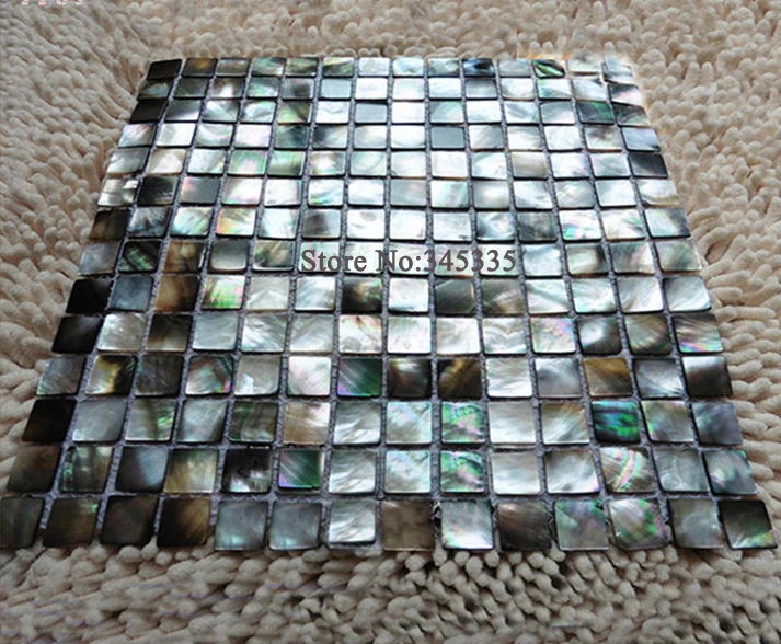 11PCS square black lip sea shell mosaic mother of pearl wallpaper for backsplash kitchen room wall tile