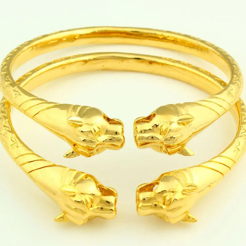 Adixyn 2pcs/lot New Dubai Dragon Bangles for Women Men Gold Color Bangle Bracelet Ethiopian/India/African Jewelry