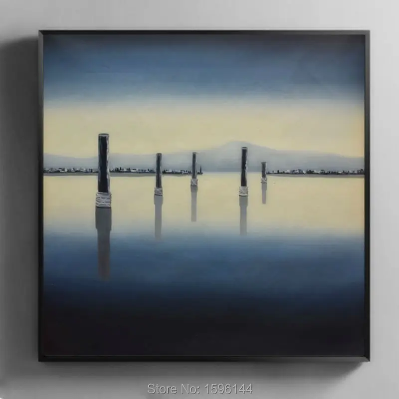 

Oil Painting Hand painted Abstract Landscape Static Lake Wall art Picture for living room Painting Canvas Modern Home decor #956