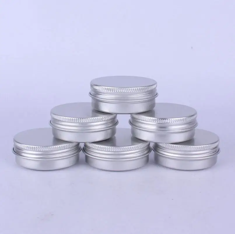 

Empty 30ml silver metal aluminum cosmetic jar, 30g Solid Perfume Cosmetic Packaging Jar Sample Cans LX1214