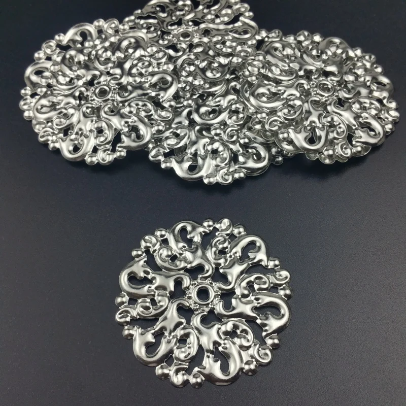 20pcs bronze 50mm round Filigree  Wraps Metal Charms For Embellishment Scrapbook DIY Jewelry Metal Craft  Wraps