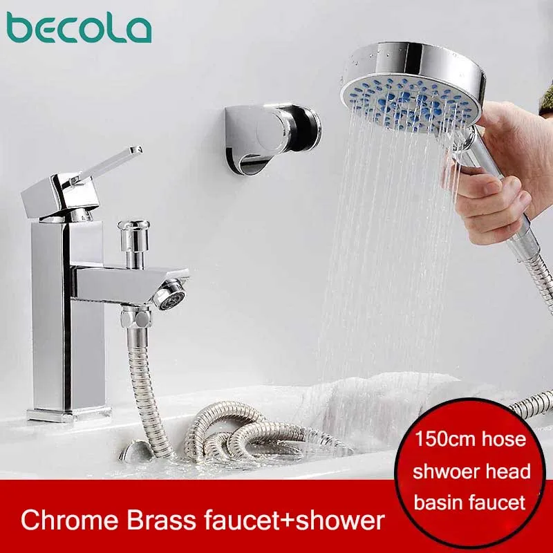 1 Set Classic Style Bathroom Basin Faucet With Hand Shower Cold and Hot Water Mixer Bathtub Faucets  Shower Switch