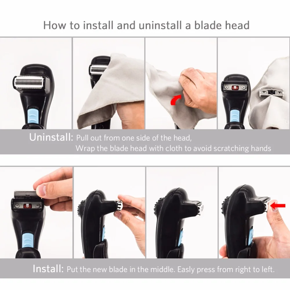 RIVER LAKE Do-It-Yourself Back Shaver Battery Operated AA Back Hair Body Underarm Back Hair Removal, 1 Razor & 2 Blades