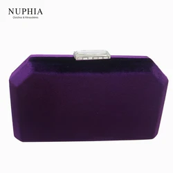 NUPHIA 2018 New Velvet Fabric Evening Bags and Clutches for Party Prom Evening Green/Purple/Navy blue/Red